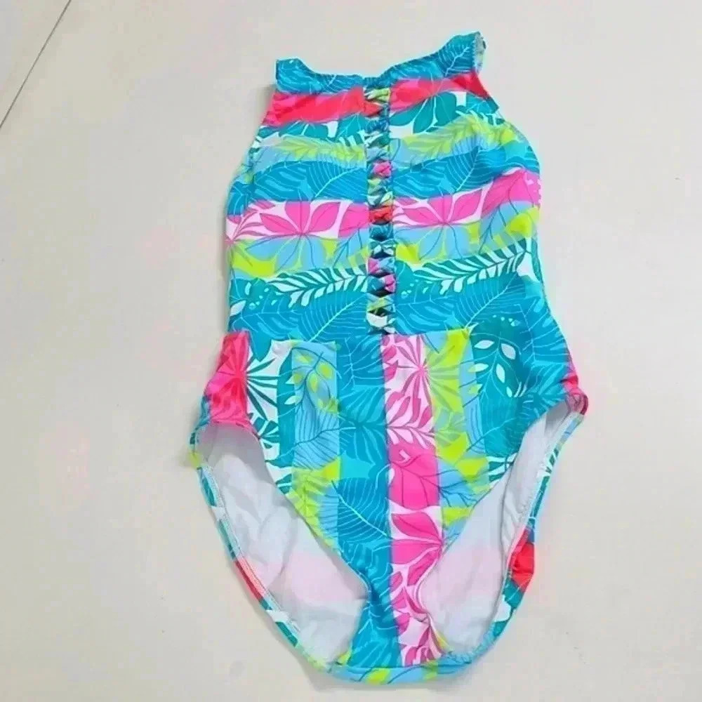EYES WIDE OPEN LACE DOWN ONE PIECE SWIMSUIT